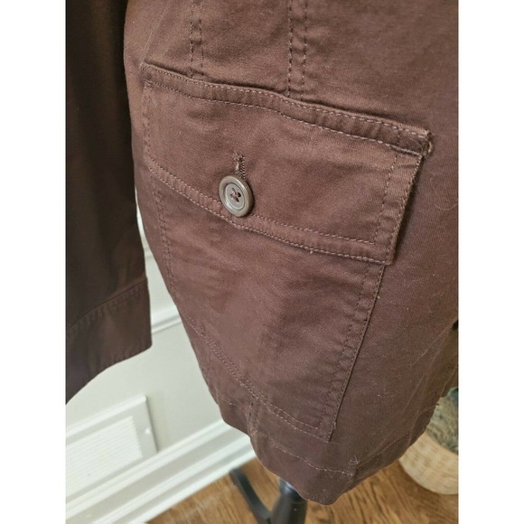 Liz Jordan Women's Brown Cotton Long Sleeve Collared Buttons Long Coat - Picture 4 of 12